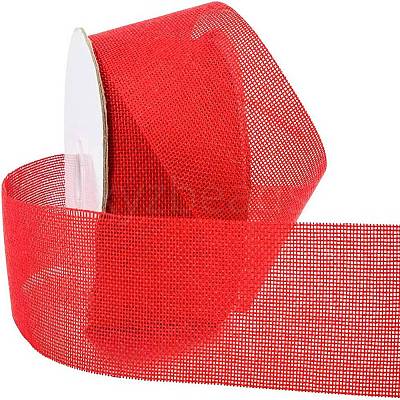 Polyester Imitation Burlap Ribbon OCOR-WH0032-21A-1