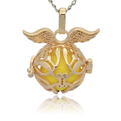 Golden Tone Brass Cage Pendants KK-J213-16G-1