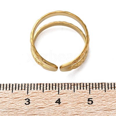 Ion Plating(IP) 304 Stainless Steel Double Line Open Cuff Ring for Women X-RJEW-S405-200G-1