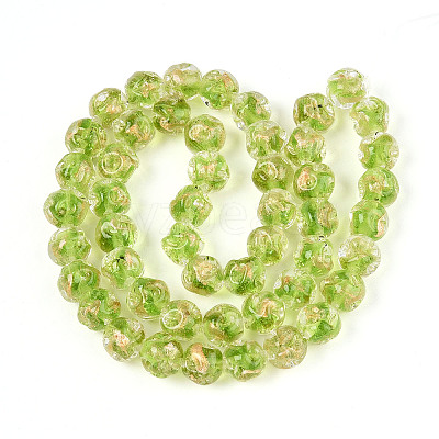 Handmade Gold Foil Glass Beads Strands FOIL-N029-04C-1