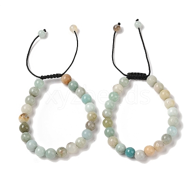 8mm Round Natural Flower Amazonite Braided Bead Bracelets BJEW-C067-01B-23-1