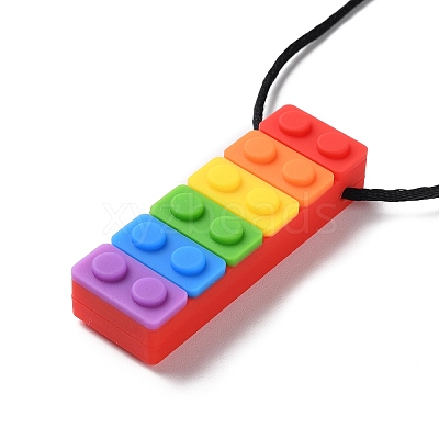 Rainbow Building Blocks Food Grade  Silicone Pendant Molar Stick Nursing Necklaces SIL-Z004-02B-1