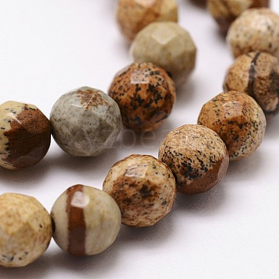 Natural Picture Jasper Beads Strands G-G736-27-6mm-1