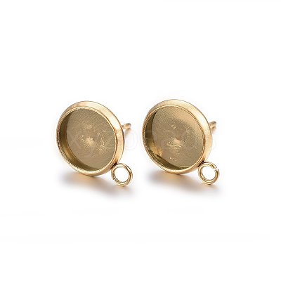 Ion Plating(IP) 304 Stainless Steel Stud Earring Settings X-STAS-H467-08G-12mm-1