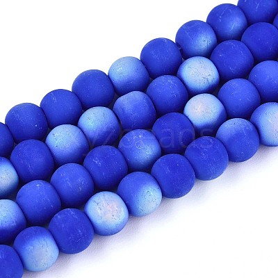 Frosted Opaque Glass Beads Strands GLAA-T032-P6mm-MBB11-1