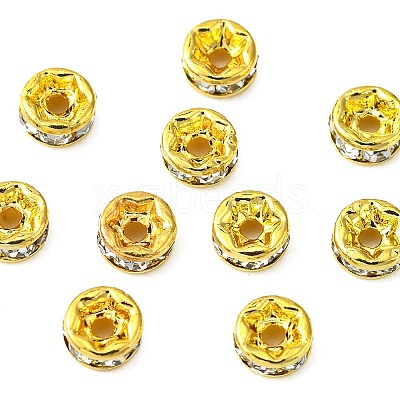 Brass Rhinestone Spacer Beads RB-YW0001-04A-01G-1