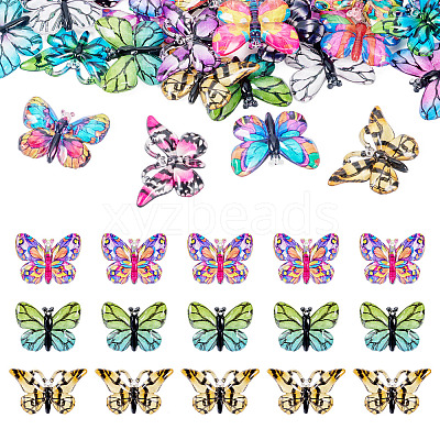 30Pcs 3 Styles Printed Translucent Acrylic Pendants OACR-TA0003-32-1
