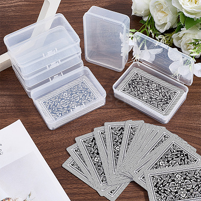 4Pcs Plastic Card Storage Boxes with Hinged Lids CON-CP0001-017-1