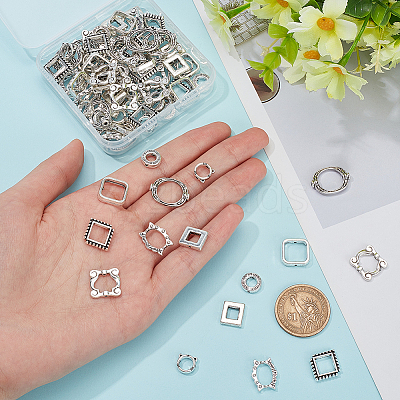 112Pcs 8 Style Tibetan Style Alloy Bead Frame FIND-PH0008-50-1