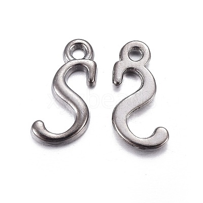 Gunmetal Plated Alloy Letter Pendants PALLOY-P097-03-S-1