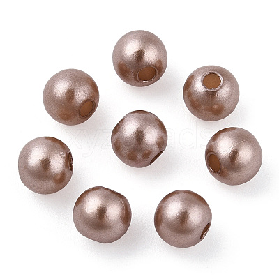 Spray Painted ABS Plastic Imitation Pearl Beads OACR-T015-05A-05-1
