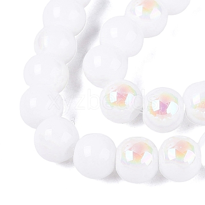 Electroplate Opaque Glass Beads Strands EGLA-Q132-6MM-01C-01-1