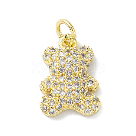 Rack Plating Brass Micro Pave Cubic Zirconia Charms KK-H443-06G-02-1