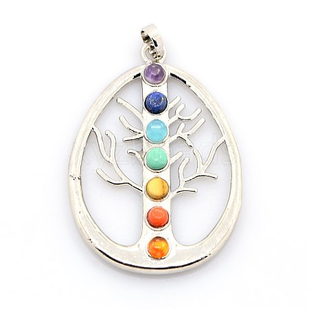 Vintage Chakra Jewelry Brass Gemstone Pendants G-I114-08-1