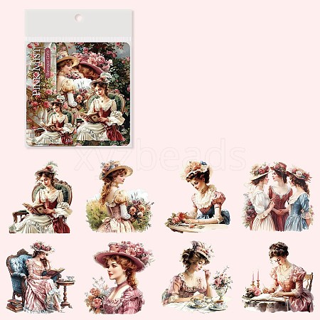 16Pcs PET Baroque Maiden Waterproof Stickers PW-WG5252D-02-1