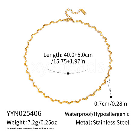 304 Stainless Steel Moon Link Chain Necklaces for Women NL6452-2-1
