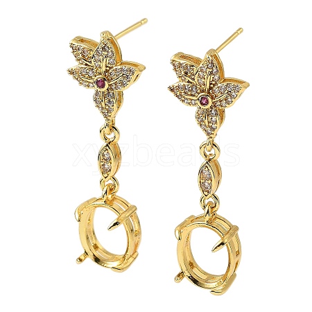 Rack Plating Brass with Cubic Zirconia Stud Earrings Finding KK-Z085-09G-1