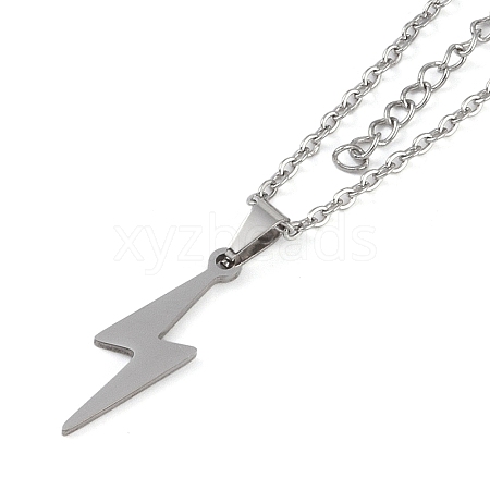 Non-Tarnish Lightning Bolt 201 Stainless Steel Pendant Necklaces for Women NJEW-G134-01P-1