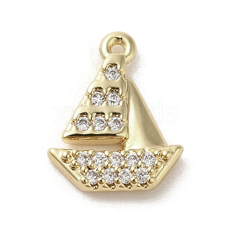 Brass Micro Pave Cubic Zirconia Charms KK-C043-06G-1