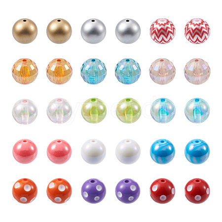 Craftdady 70Pcs 7 Style AB-Color Plated & Bubblegum & Solid Color & Spray Painted Transparent Acrylic Beads MACR-CD0001-03-1