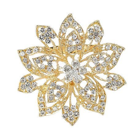 Flower Golden
Alloy Rhinestone Brooches for Backpack Clothes PW-WG7E9AC-01-1