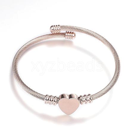 316 Surgical Stainless Steel Torque Bangles BJEW-D437-A37-RG-1