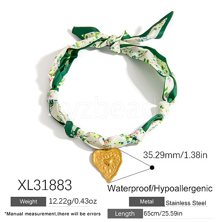 304 Stainless Steel Pendant Printed Scarf Necklaces FS-WGD2FA8-09-1