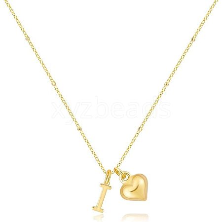 Brass Initial and Heart Pendant Necklaces for Women FS-WG01F32-09-1