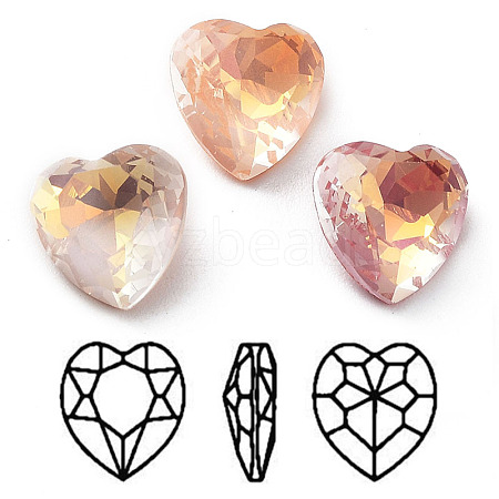 Electroplate K9 Glass Rhinestone Cabochons RGLA-M016-H02-AM-1