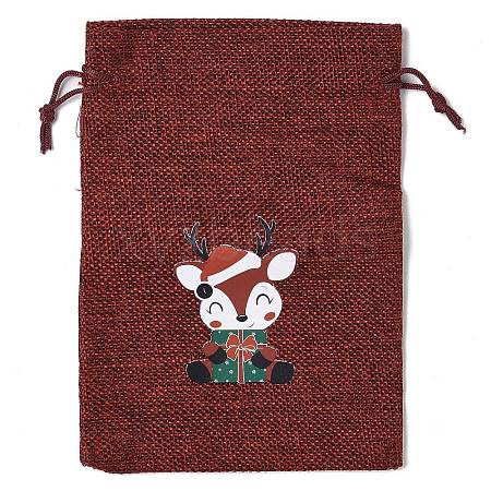 Christmas Theme Jute Cloth Storage Bags ABAG-F010-01B-06-1