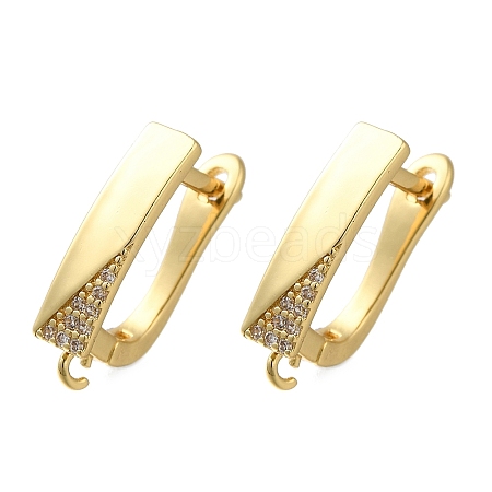 Rack Plating Brass Micro Pave Cubic Zirconia Hoop Earring Findings EJEW-H143-10G-1