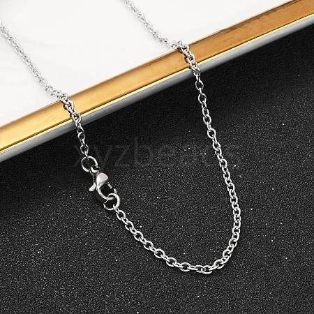 Non-Tarnish Classic Plain 304 Stainless Steel Mens Womens Cable Chain Necklace Making STAS-P045-01P-A-1