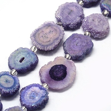 Natural Druzy Quartz Crystal Beads Strands G-F582-A02-1