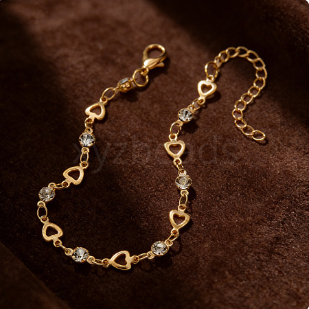 Alloy Crystal Rhinestone Heart Link Chain Bracelets for Women WGEA176-01-1