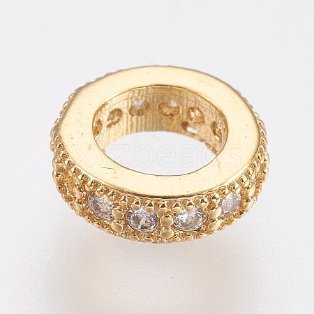 Brass Micro Pave Cubic Zirconia Rondelle Wheel European Beads LS-ZIRC-F083-094G-RS-1