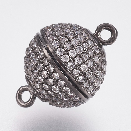 Brass Micro Pave Cubic Zirconia Magnetic Clasps ZIRC-F083-109B-RS-1