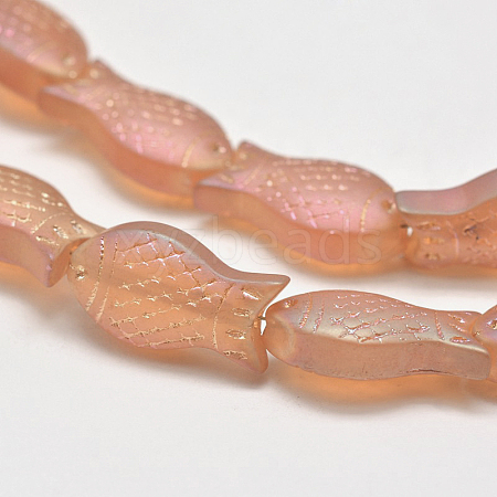 Frosted Electroplate Glass Fish Beads Strands EGLA-M001-A03-1