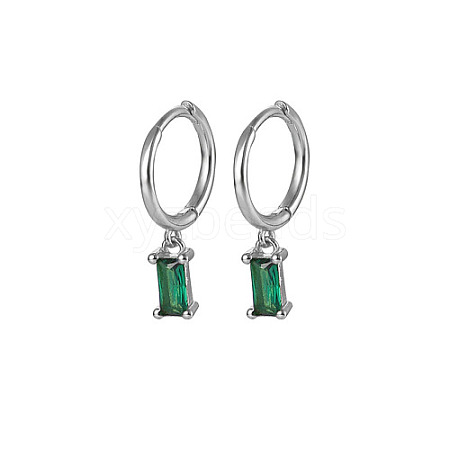 Platinum Rhodium Plated 925 Sterling Silver Dangle Hoop Earrings for Women SY2365-16-1