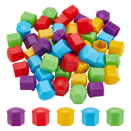 HOBBIESAY 50Pcs 5 Colors Plastic Protect Nuts FIND-HY0003-06-1