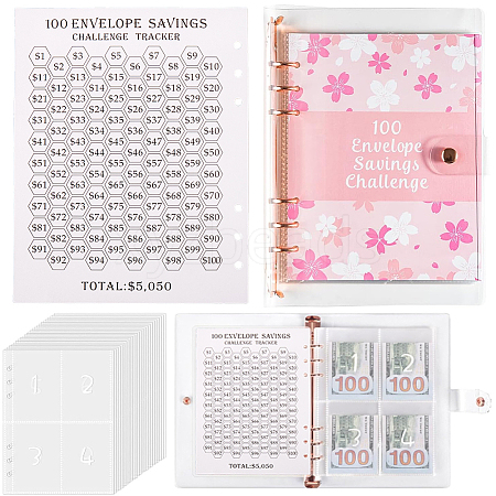 A5 PVC 100 Envelope Challenge Savings Binder AJEW-WH0471-112B-1