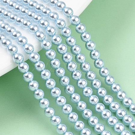 Baking Painted Pearlized Glass Pearl Bead Strands HY-N002-3mm-A05-1