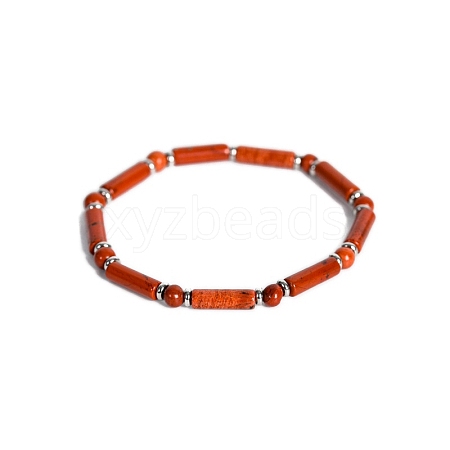 Natural Red Jasper Bead Stretch Bracelets PW-WG50993-16-1