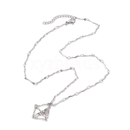 304 Stainless Steel Wavy Bar Link Chain Macrame Pouch Necklace Making NJEW-JN05065-01-1