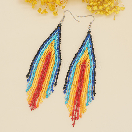 Bohemian Style Handmade Beaded Tassel Earrings for Women JF0314-2-1