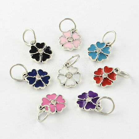 Enamel Style Flower Alloy Rhinestone Charms ENAM-S085-M-1