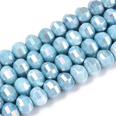 Anti-Tarnish Electroplate Glass Beads Strands GLAA-T025-8mm-19I-1