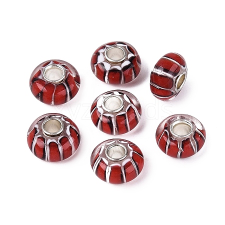 Handmade Lampwork & Brass Core European Beads LAMP-N044-01S-03-1