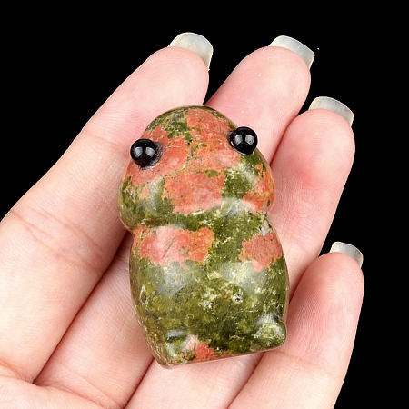 Natural Unakite Carved Frog with Eye Figurines PW-WG73755-12-1