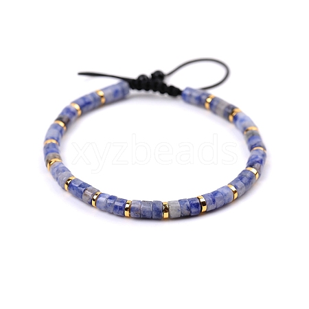 Natural Blue Spot Jasper Braided Bead Bracelets for Women PW-WG20352-15-1