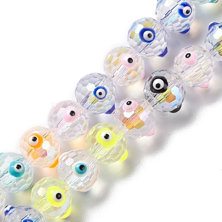 Transparent Evil Eye Glass Beads Strands LAMP-K037-04A-1